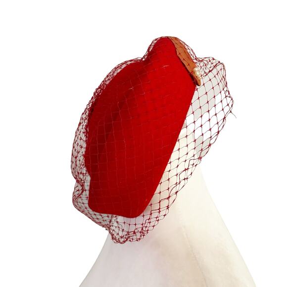 Vintage Union Made Pill Box Hat Red main image 13